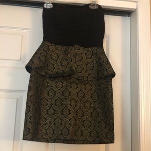 Black and gold baroque pemplum dress